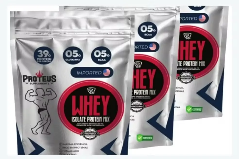 O whey protein em pó da marca Proteus/Whey Isolate Protein Mix — Foto: reprodução